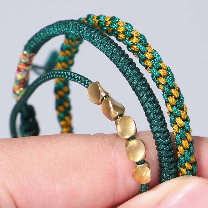 Wear FengShui 3 PCS Tibetan Copper Beads Healing Protection Luck Bracelet Set