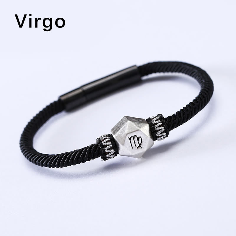 Wear FengShui 999 Sterling Silver 12 Constellations of the Zodiac Protection Handmade String Bracelet