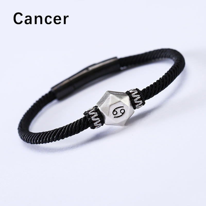 Wear FengShui 999 Sterling Silver 12 Constellations of the Zodiac Protection Handmade String Bracelet