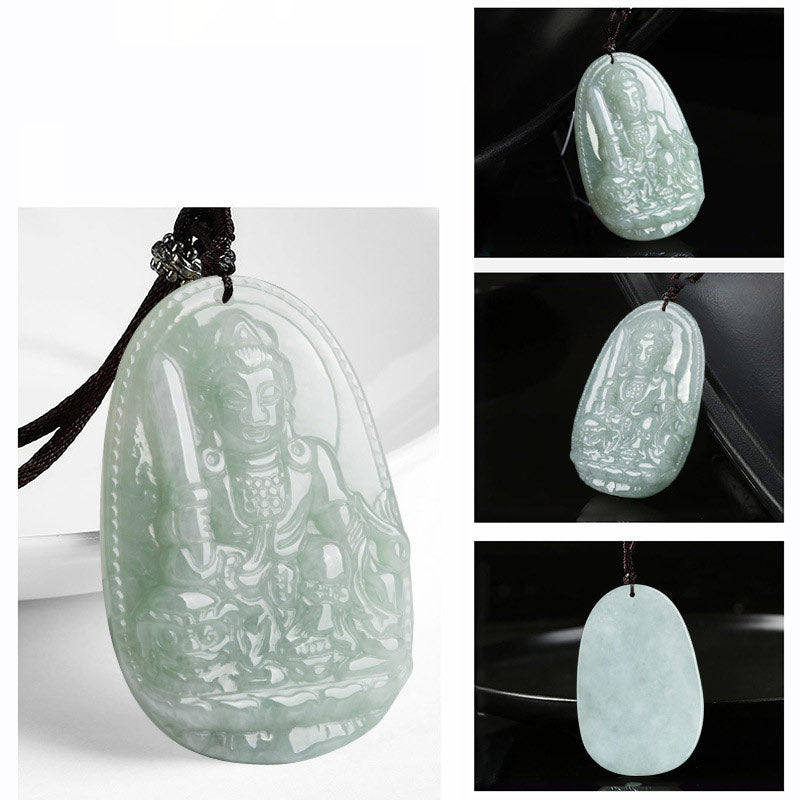 Wear FengShui Chinese Zodiac Natal Buddha Jade Wealth Prosperity Necklace Pendant