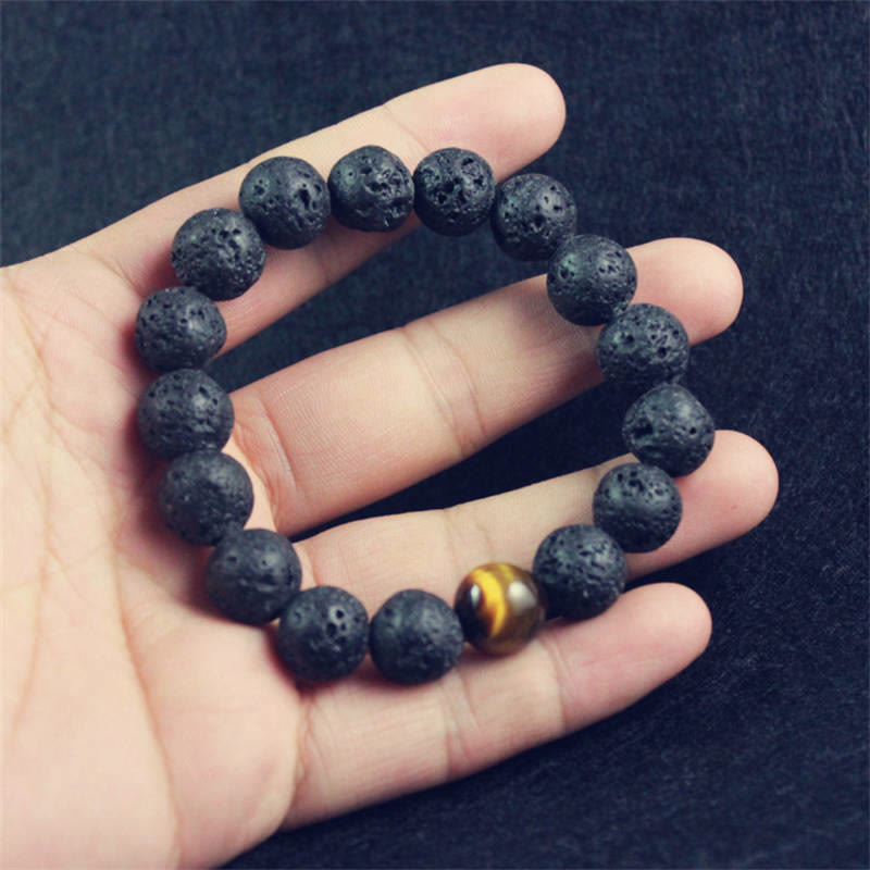 Wear FengShui Lava Rock Tiger Eye Stone Peace Healing Bracelet