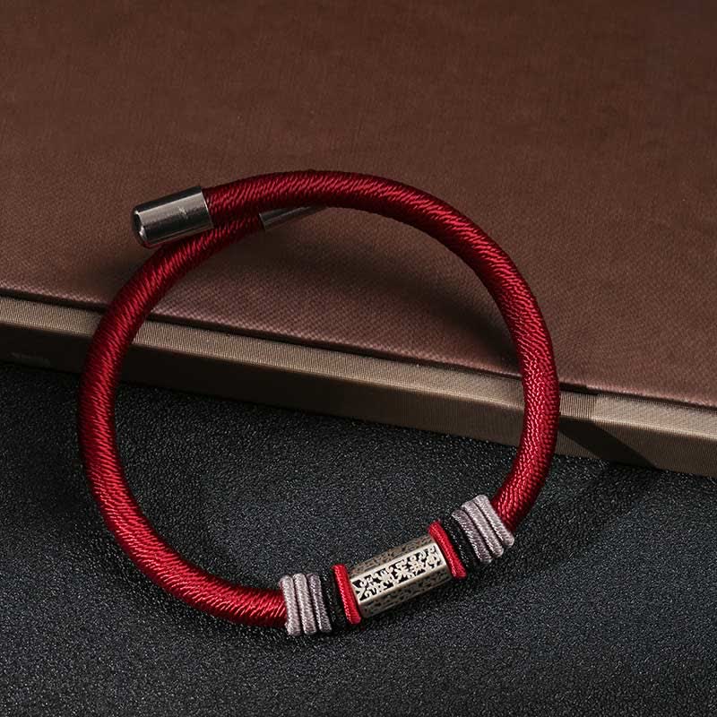 Wear FengShui 925 Sterling Silver Om Mani Padme Hum Peace Red String Bracelet