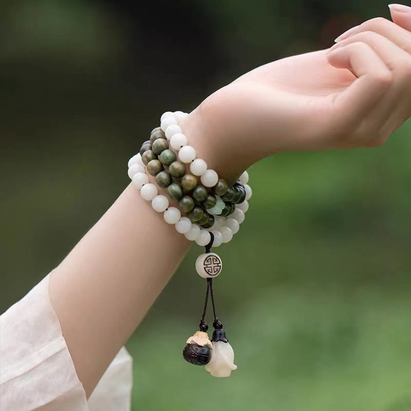 Wear FengShui Natural Green Sandalwood Bodhi Seed Soothing Bracelet