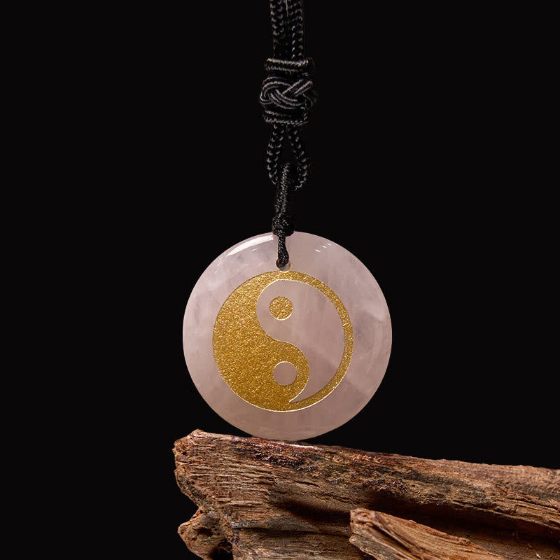 Wear FengShui Various Crystal Amethyst Tiger Eye Green Aventurine Yin Yang Spiritual Necklace Pendant