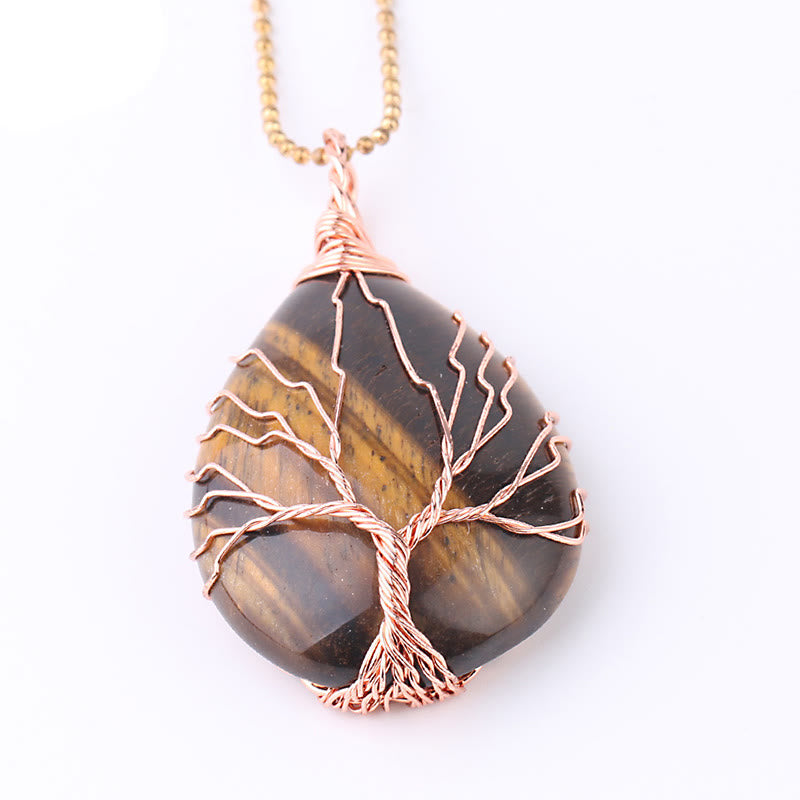 Wear FengShui Natural Quartz Crystal Tree Of Life Healing Energy Necklace Pendant