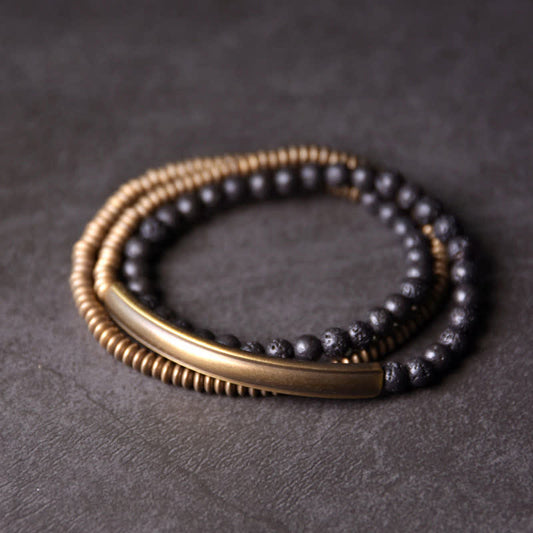 Wear FengShui Vintage Lava Rock Copper Support Bracelet