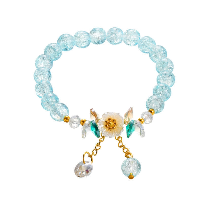 Wear FengShui Simple Design Flower Charm Glass Bead Bracelet