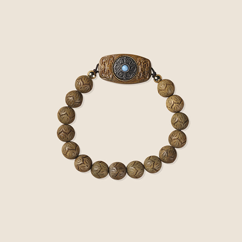 Wear FengShui Green Sandalwood Ebony Wood Sandalwood Om Mani Padme Hum Soothing Bracelet