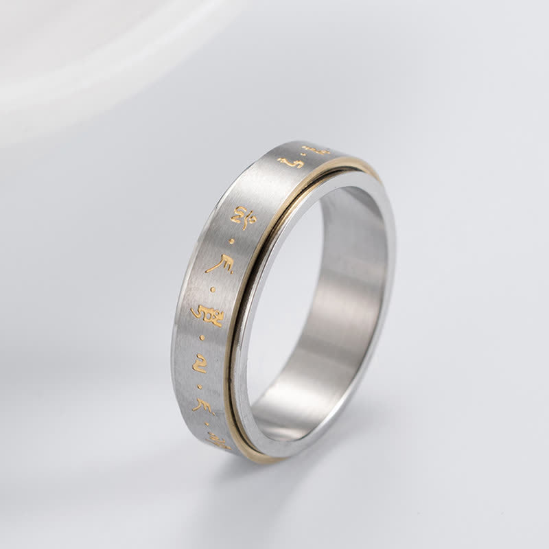 Wear FengShui Mantra Titanium Steel Balance Rotatable Ring