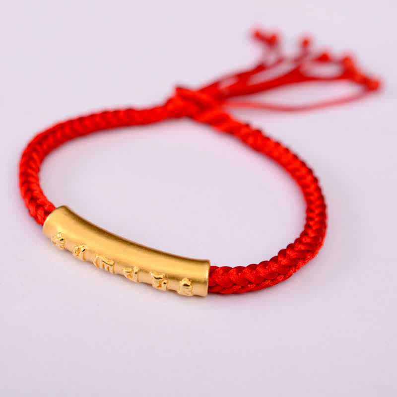 Wear FengShui 999 Sterling Silver Om Mani Padme Hum Protection Strength String Bracelet