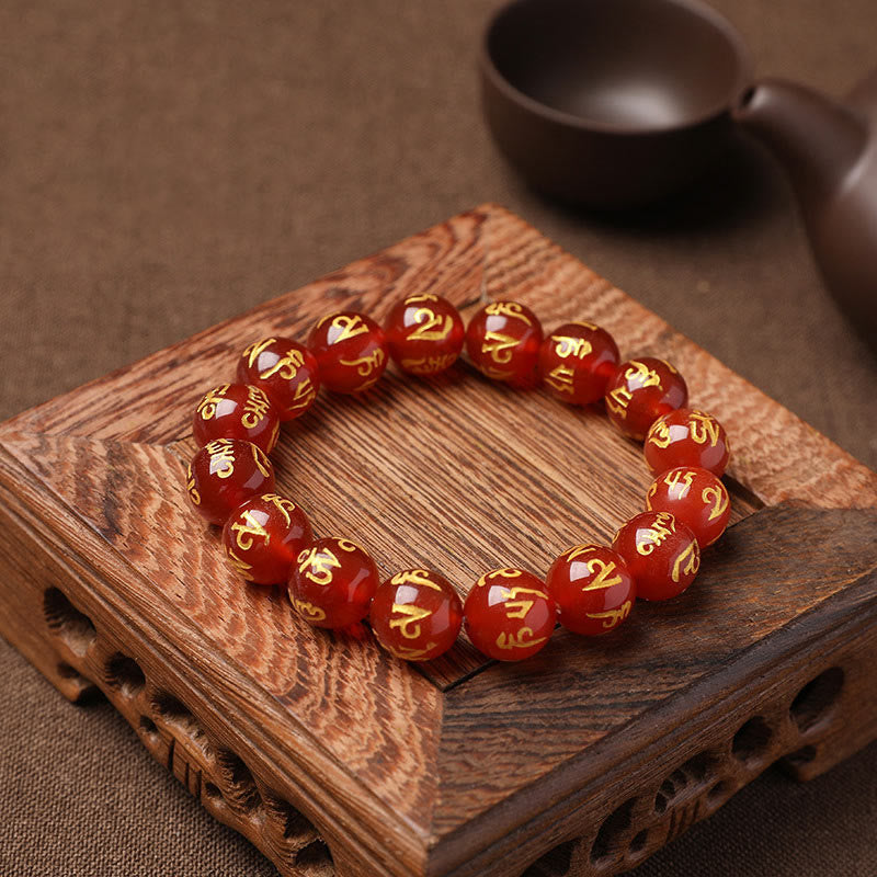 Wear FengShui Tibet White Crystal Black Onyx Om Mani Padme Hum Meditation Bracelet