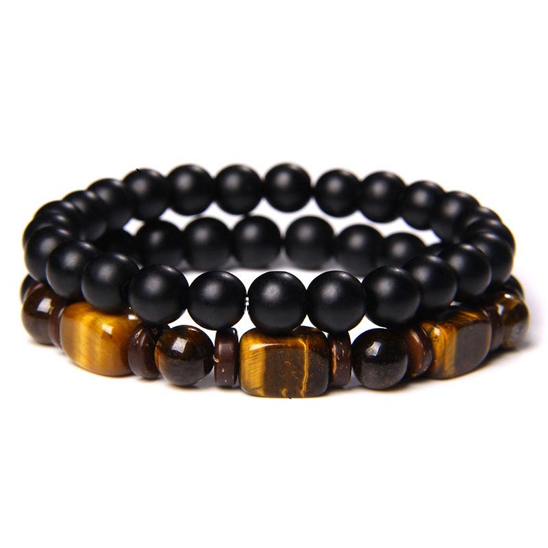 Wear FengShui Tiger Eye Frosted Stone Hematite Courage Bracelet