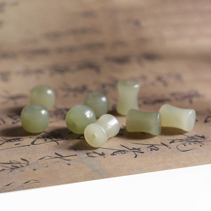 Wear FengShui Natural Abelia Biflora Wood Hetian Jade Bamboo Bead Warding Off Evil Spirits Bracelet