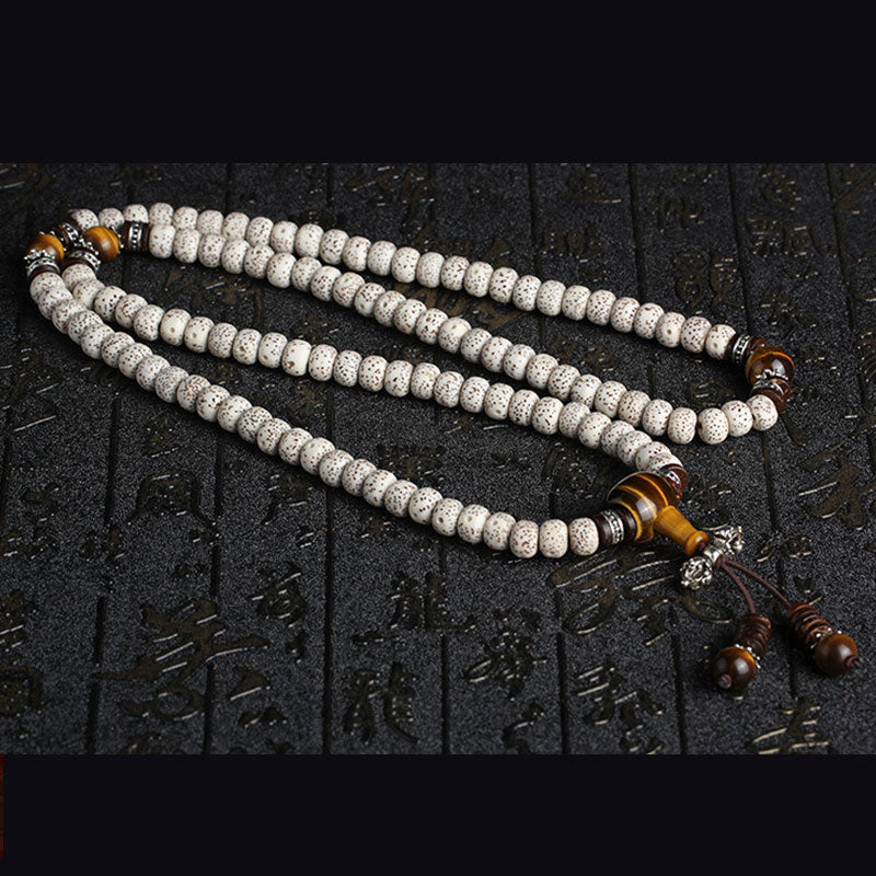 Wear FengShui Handmade Tibetan Tiger Eye Bodhi Seed Peace Bracelet