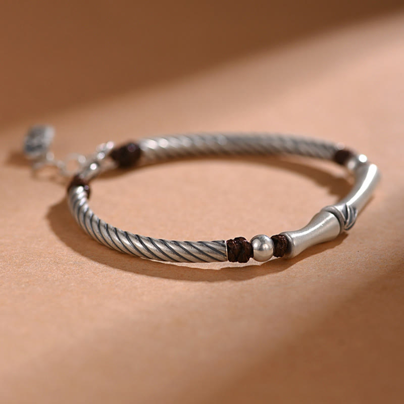 Wear FengShui 999 Sterling Silver Bamboo Pattern Cicada Luck Wealth Bracelet