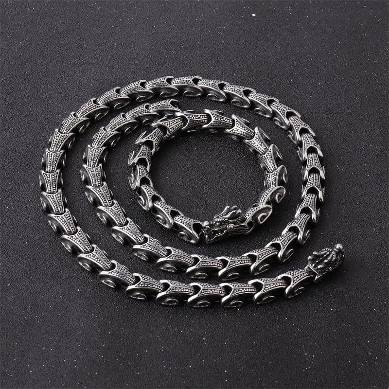 Wear FengShui Dragon Pattern Titanium Steel Protection Necklace Pendant Bracelet