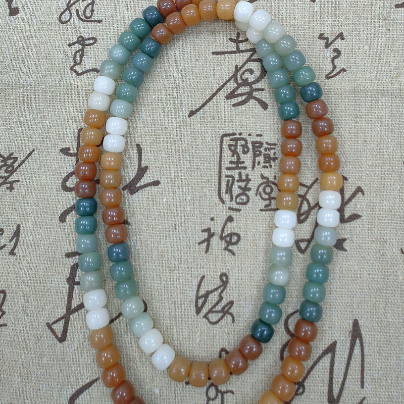 Wear FengShui 108 Mala Beads Gradient Bodhi Seed Green Tara Buddha Engraved Peace Harmony Bracelet