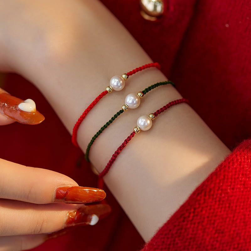 Wear FengShui Natural Pearl Bead Luck Braid String Bracelet