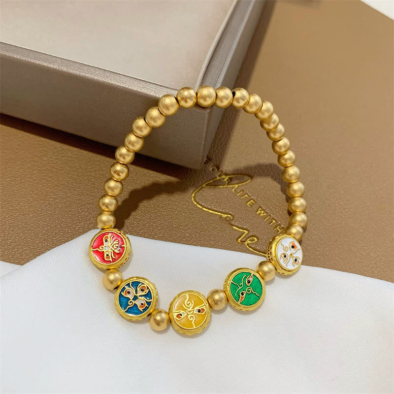 Wear FengShui Tibetan Five God Of Wealth Copper Beads Luck Bracelet