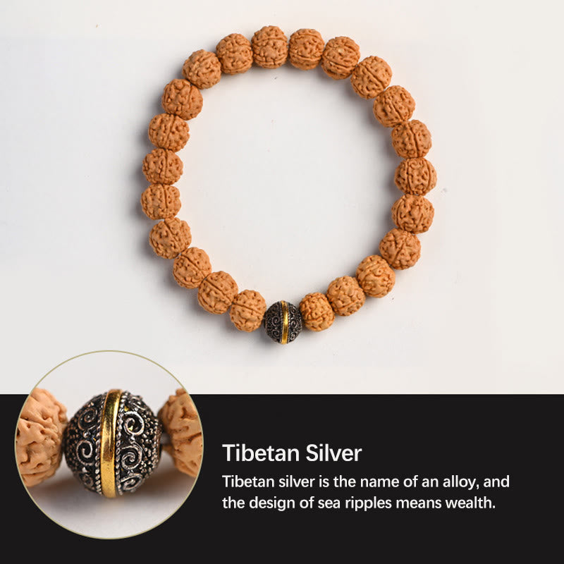 Wear FengShui Tibet Rudraksha Bodhi Seed Wealth Auspiciousness Bracelet