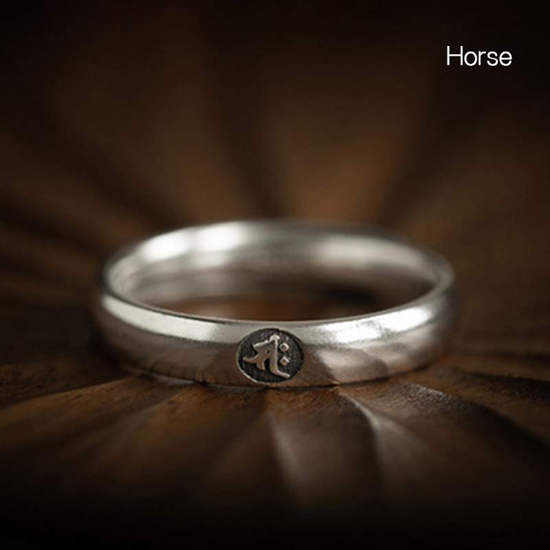 Wear FengShui 925 Sterling Silver Chinese Zodiac Natal Buddha Blessing Couple Ring