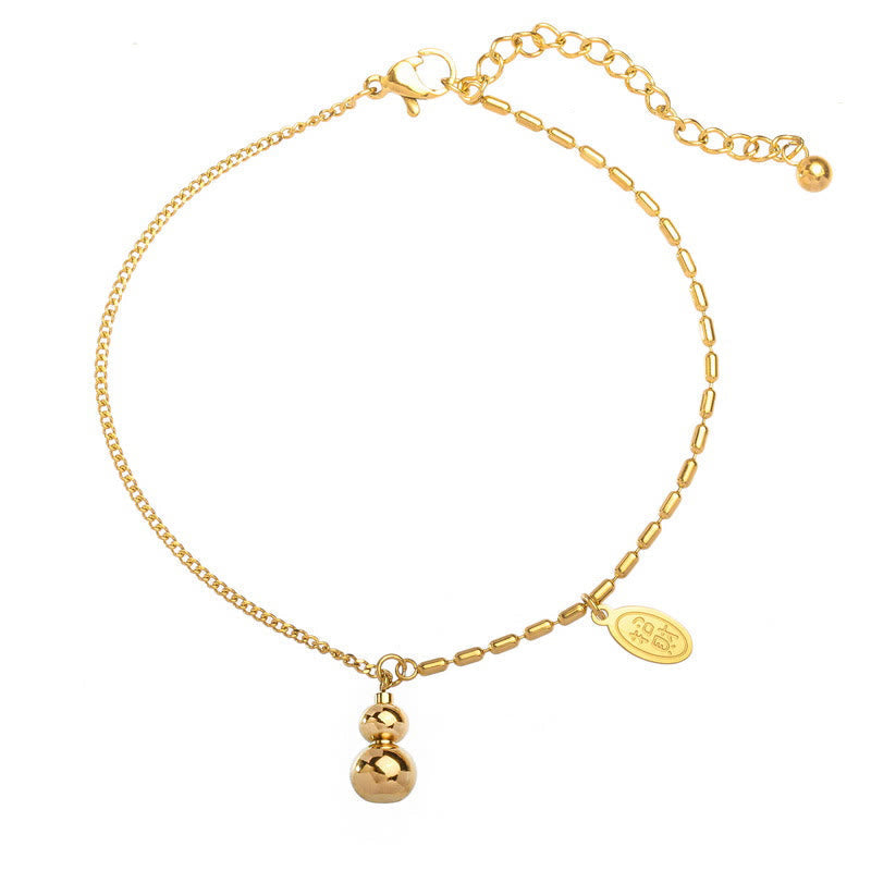 Wear FengShui 18k Gold Plated Copper Lucky Gourd Design Wealth Buckle Anklet
