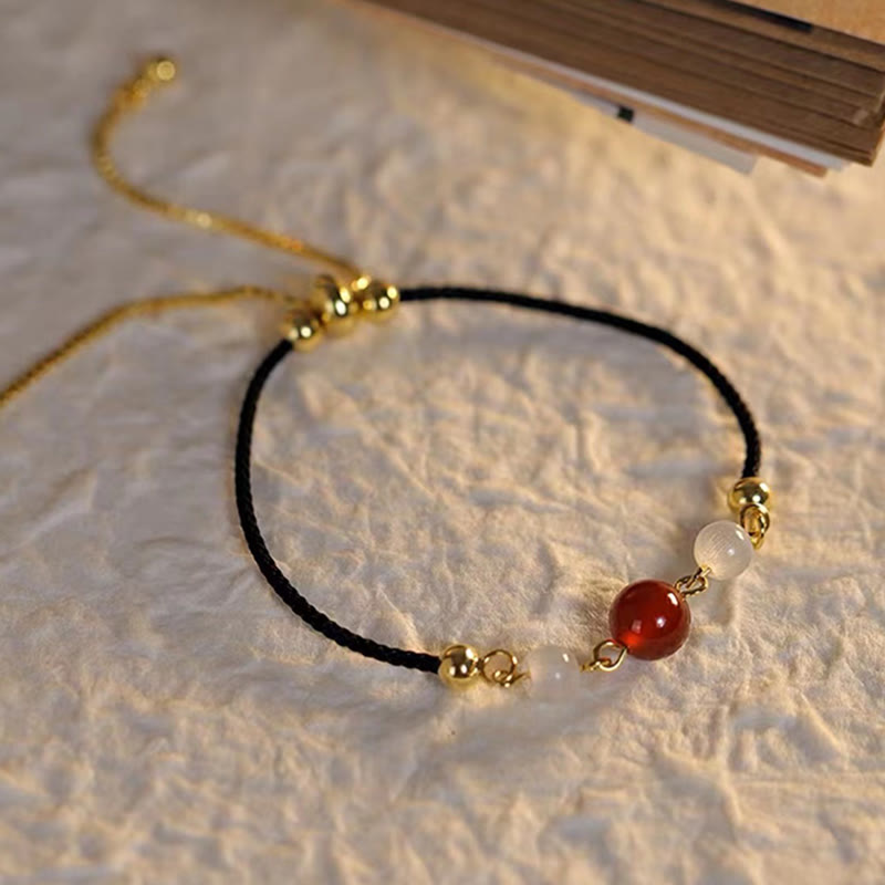 Wear FengShui Red Agate Cat Eye Braided String Confidence Bracelet