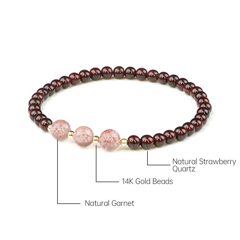 Wear FengShui Natural Garnet Strawberry Quartz Calm Bracelet