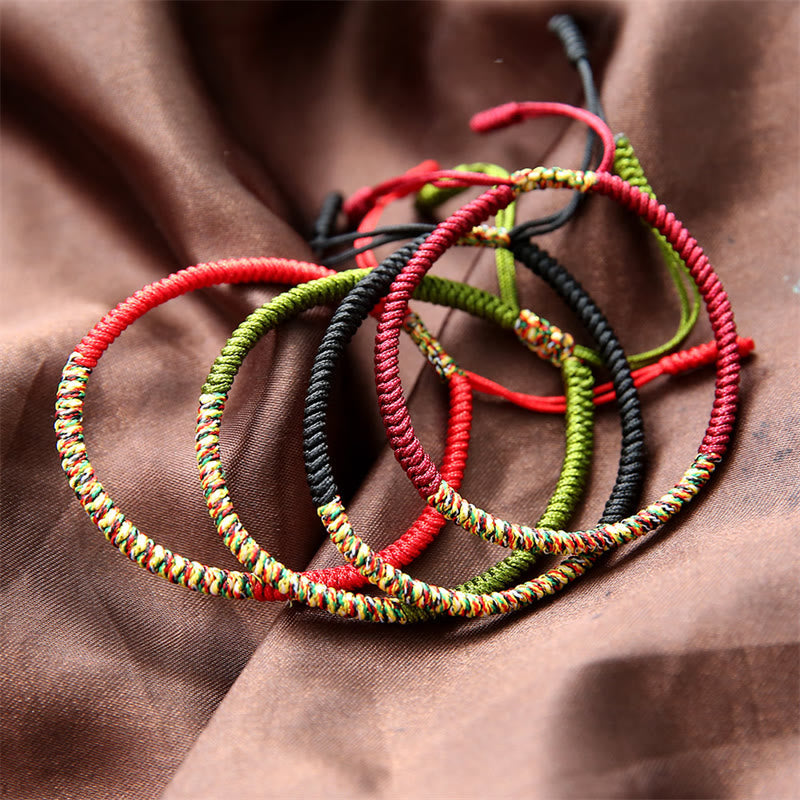 Wear FengShui Tibetan Handmade Multicolor King Kong Knot Luck Strength Braided Bracelet