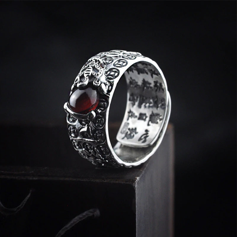 Wear FengShui FengShui PiXiu Red Garnet Wealth Ring