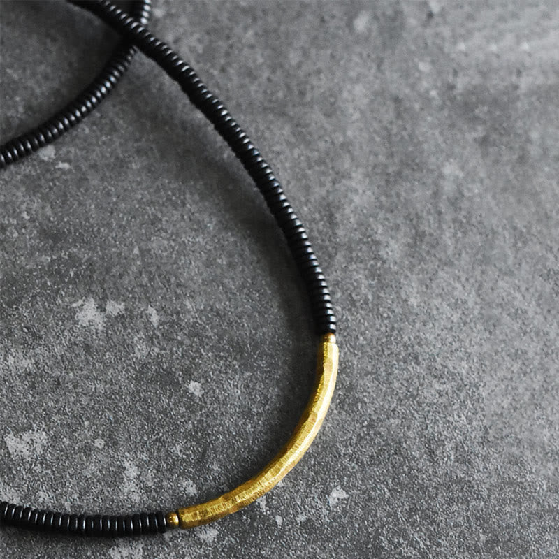 Wear FengShui Ebony Wood Brass Copper Balance Multilayered Bracelet