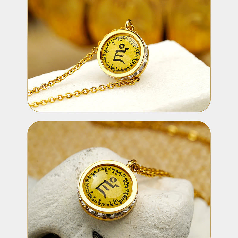 Wear FengShui Tibetan Yellow God Of Wealth Green Tara Buddha Serenity Titanium Steel Necklace Pendant