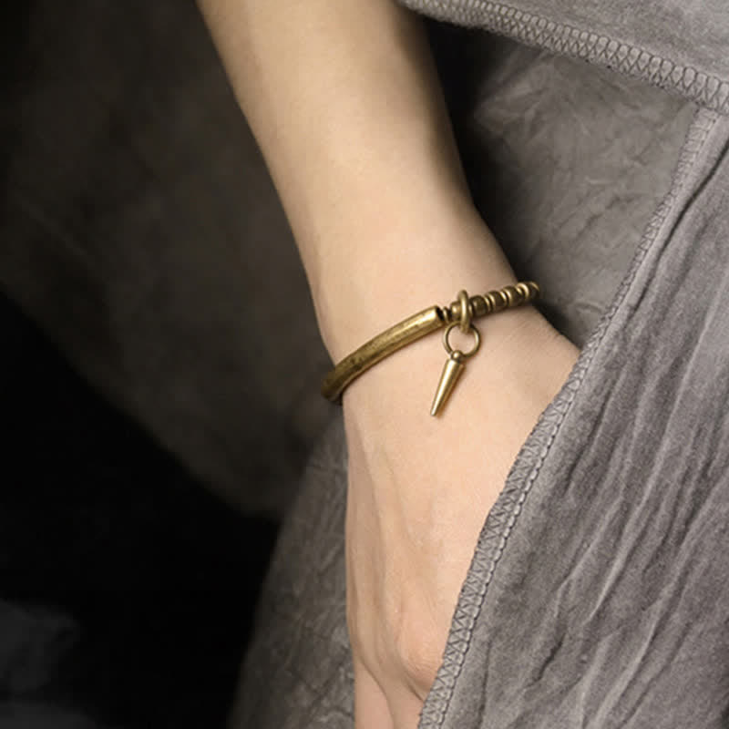 Wear FengShui Lava Rock Stone Copper Balance Cuff Bracelet Bangle