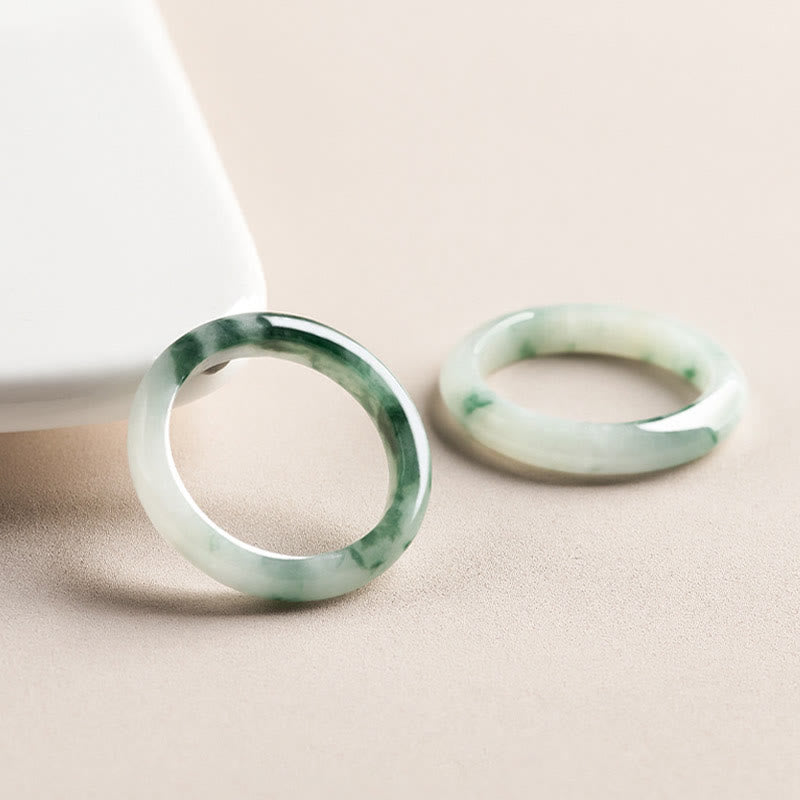 Wear FengShui Natural Green Jade Luck Abundance Ring