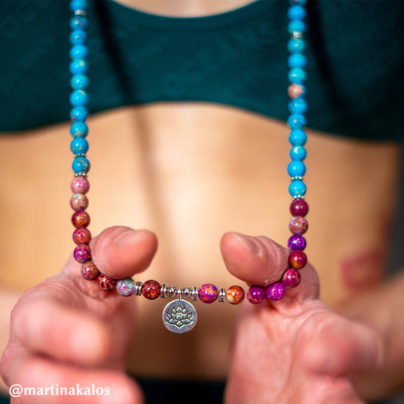 Wear FengShui Tibetan Purple Miano Real Bead Harmony Lotus Mala