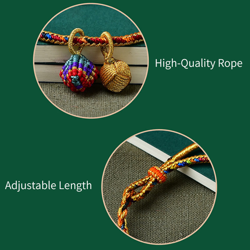 Wear FengShui Colorful Rope Luck Handmade Zongzi Golden Ball Charm Bracelet