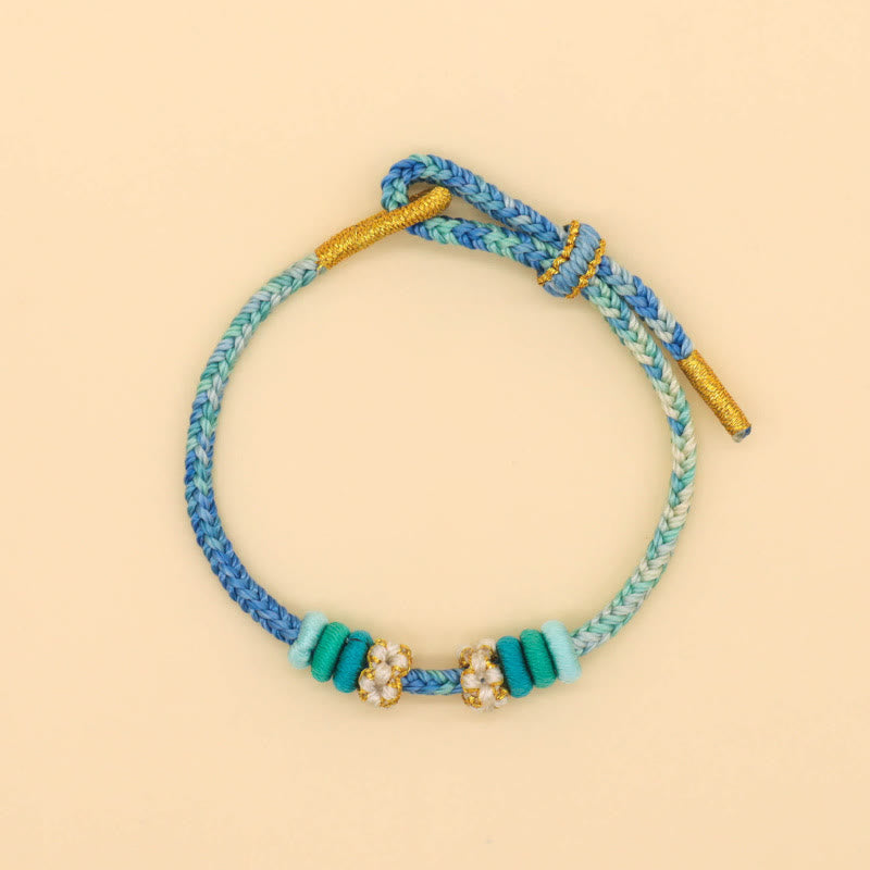 Wear FengShui Handmade Eight Thread Peace Knot Peach Blossom Knot Luck Rope Braided Bracelet