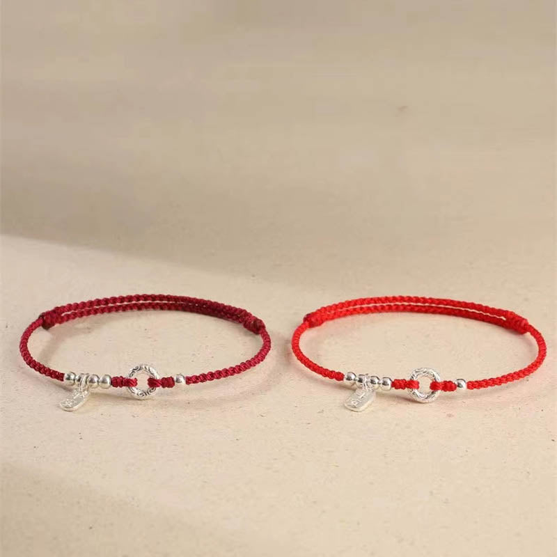 Wear FengShui 925 Sterling Silver Auspicious Clouds Peace Buckle Safe And Sound Bracelet Anklet