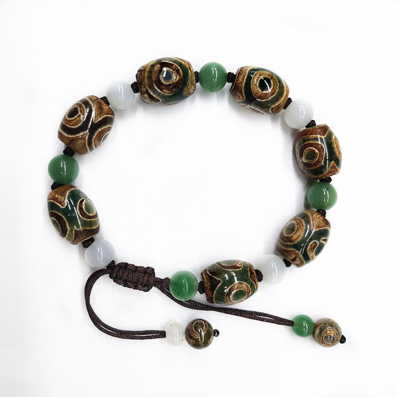 Wear FengShui Tibetan Three-eyed Dzi Bead Luck Protection Braided Bracelet