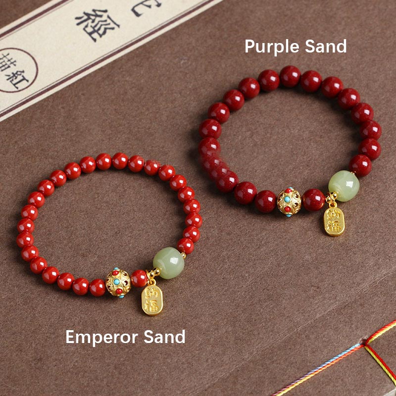 Wear FengShui Cinnabar Green Aventurine Fortune Protection Charm Bracelet