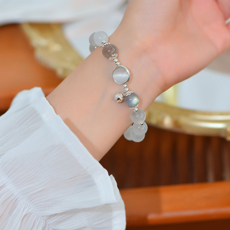 Wear FengShui 925 Sterling Silver Cat Eye Moonstone Love Support Bracelet