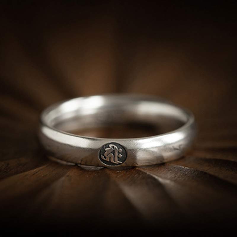 Wear FengShui 925 Sterling Silver Chinese Zodiac Natal Buddha Blessing Couple Ring