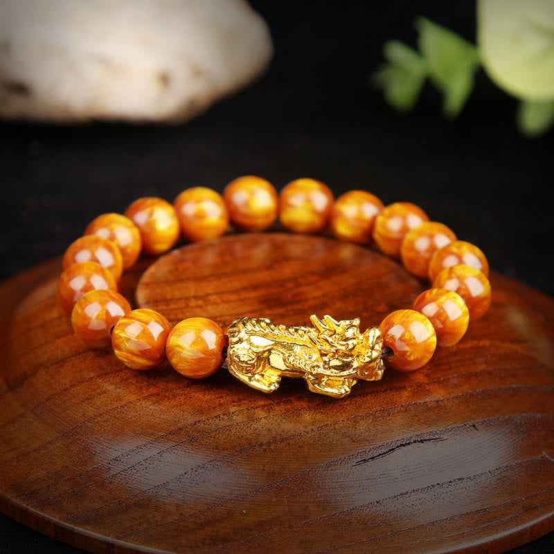 Wear FengShui Lucky Golden Tiger Eye Abundant Pixiu Bracelet