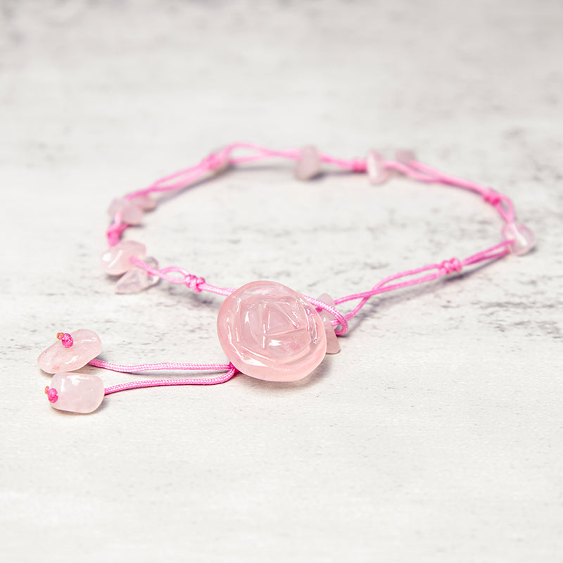 Wear FengShui Amethyst Pink Crystal Green Aventurine Rose Inner Peace Healing Anklet