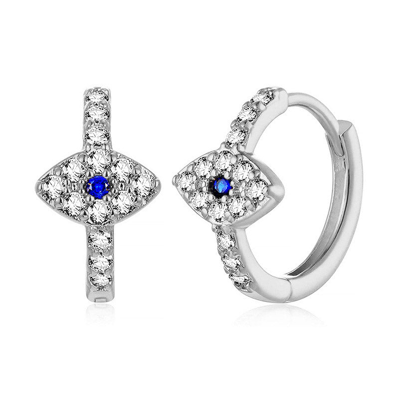 Wear FengShui 925 Sterling Silver Evil Eye Symbol Blessing Stud Earrings