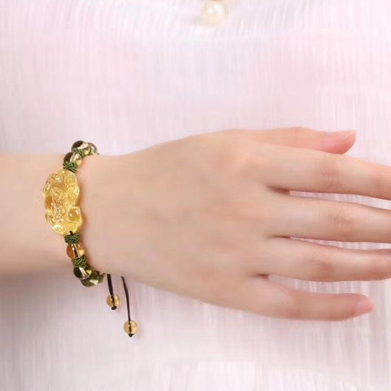 Wear FengShui Natural Citrine Pixiu Wealth Protection Bracelet