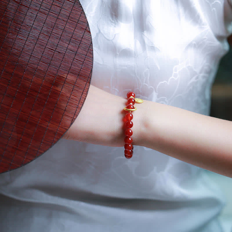 Wear FengShui Natural Red Agate Blessing Letter Confidence Bracelet