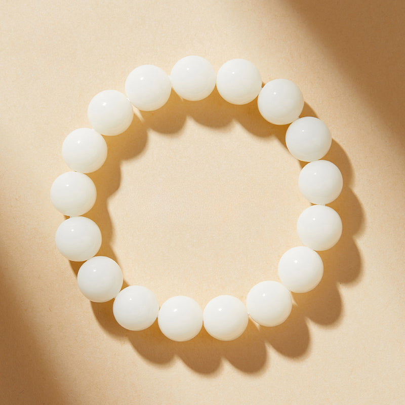 Natural White Jade Bodhi Bead Bracelet Buddhist  Beads