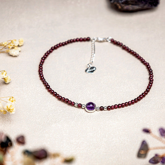Wear FengShui Garnet Amethyst Purification Calm Anklet