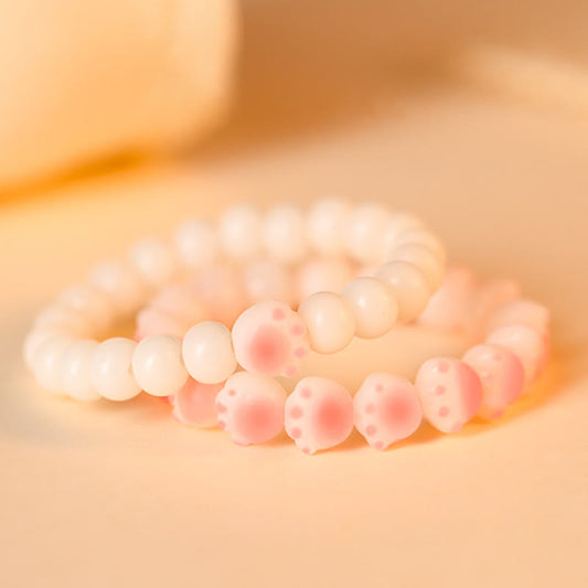 Wear FengShui Natural Bodhi Seed Lovely Paw Lucky Cat Paw Peace Bracelet